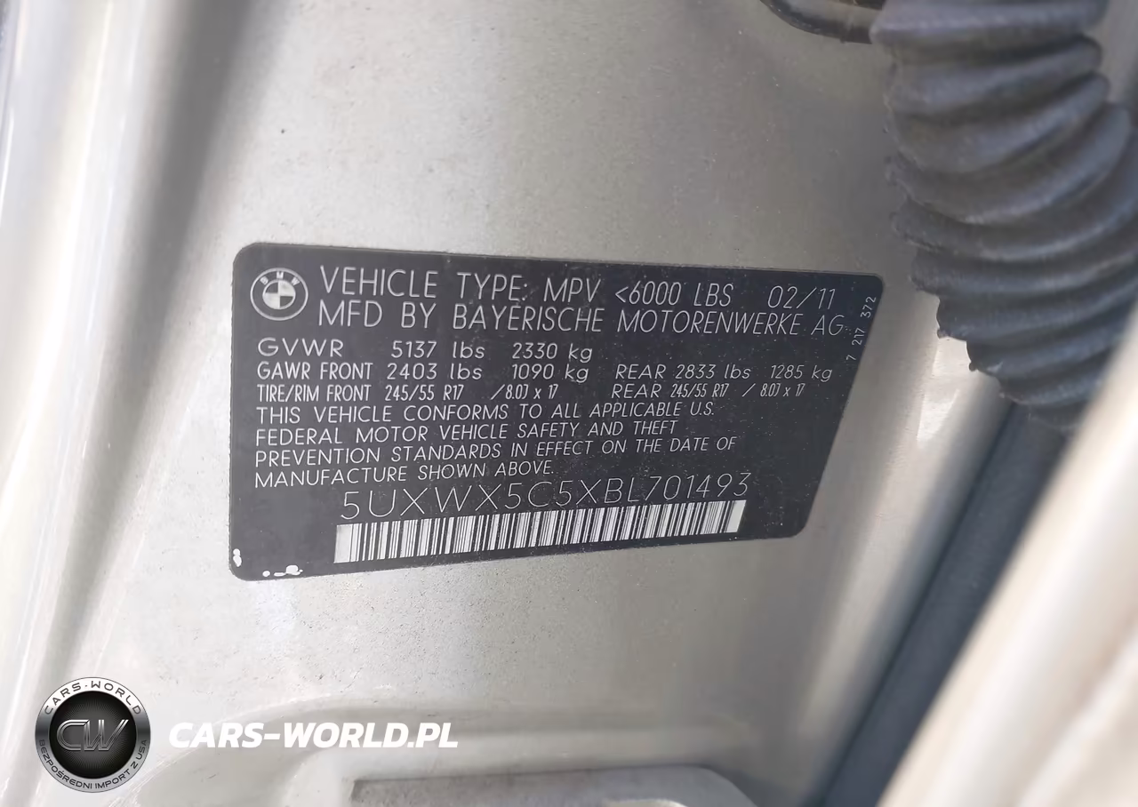 2011 BMW X3 xDrive28I VIN:5UXWX5C5XBL701493 - 9