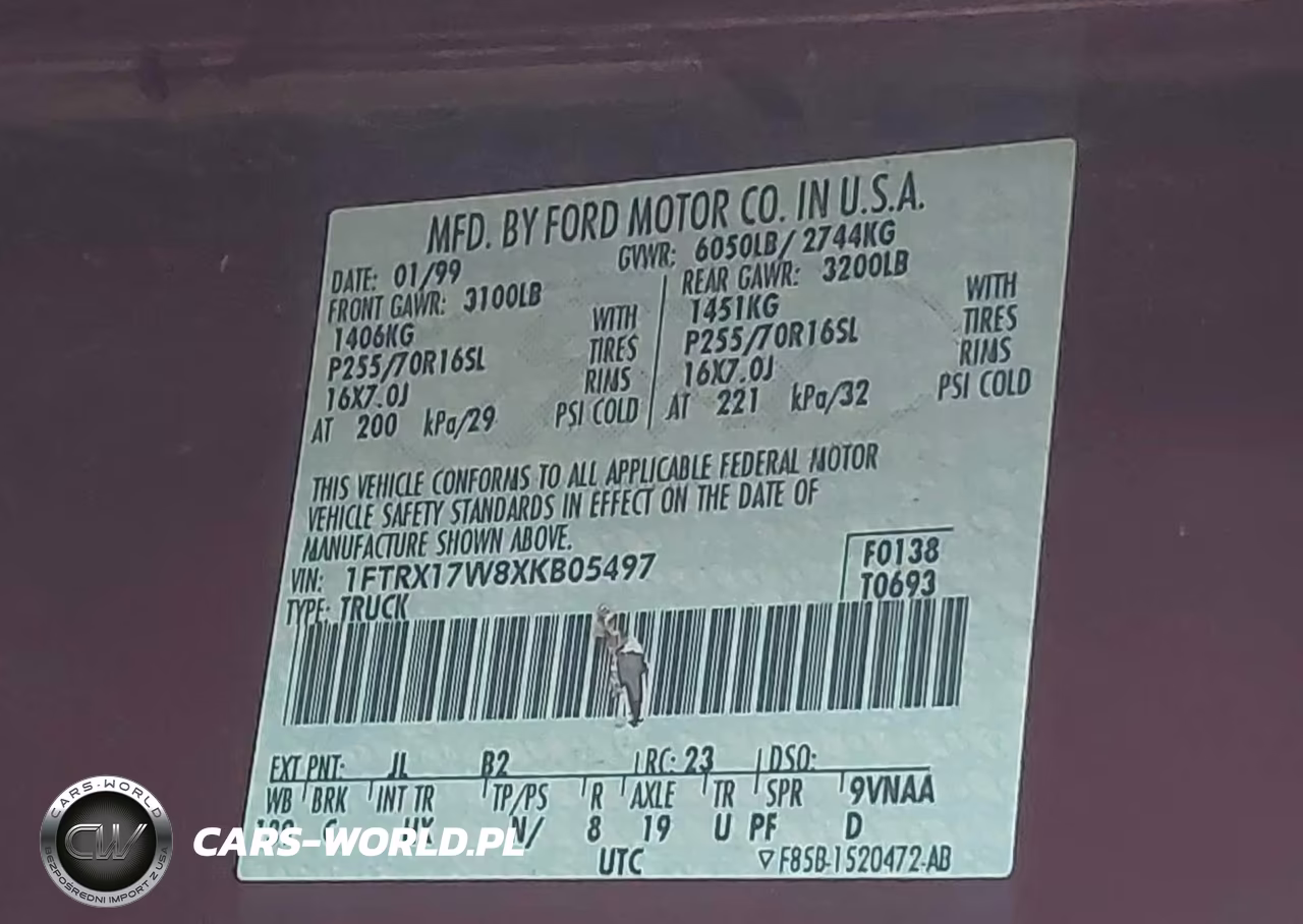 1999 Ford F-150 Lariat-Work Series-Xl-Xlt VIN:1FTRX17W8XKB05497 - 9