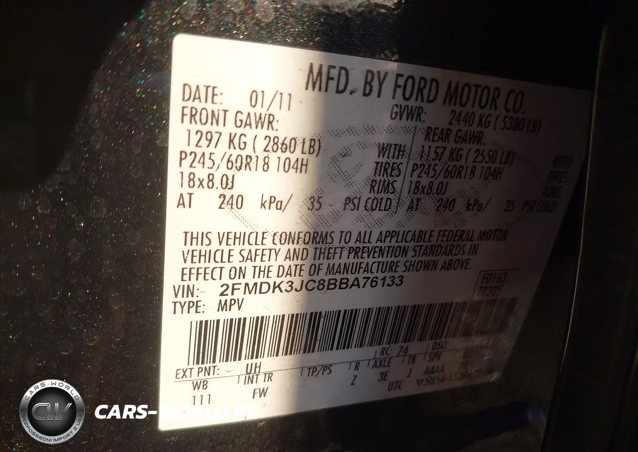 2011 Ford Edge Sel VIN:2FMDK3JC8BBA76133 - 9
