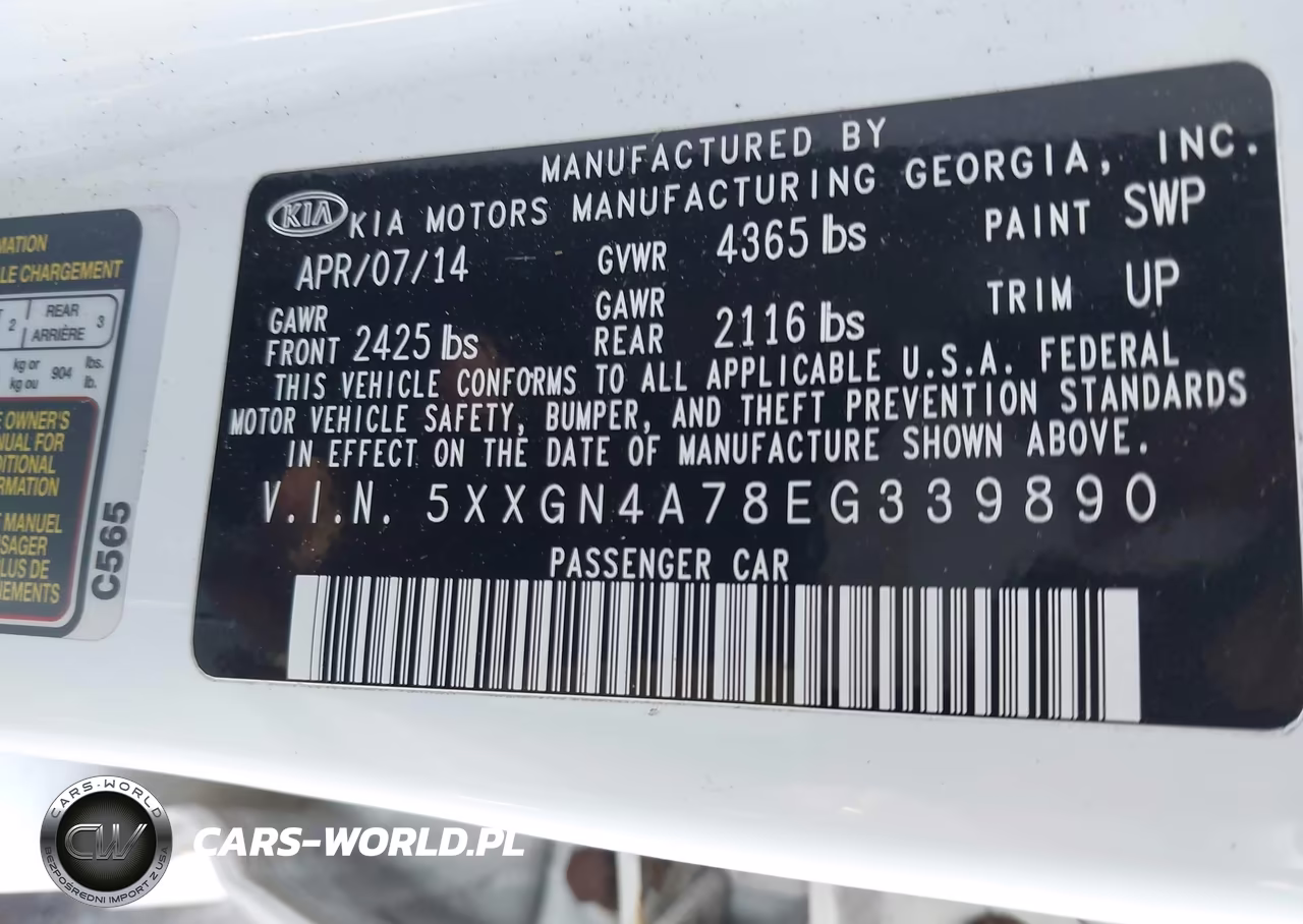 2014 Kia Optima Ex VIN:5XXGN4A78EG339890 - 9