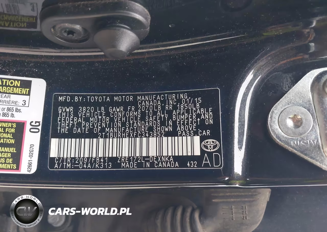 2015 Toyota Corolla Le Plus VIN:2T1BURHEXFC343852 - 9