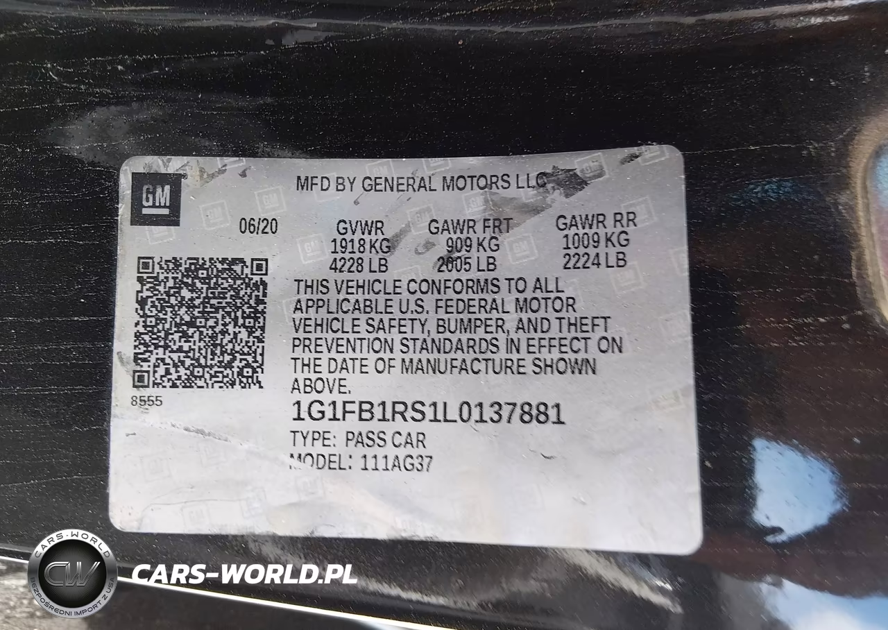 2020 Chevrolet Camaro Rwd 1Lt VIN:1G1FB1RS1L0137881 - 9