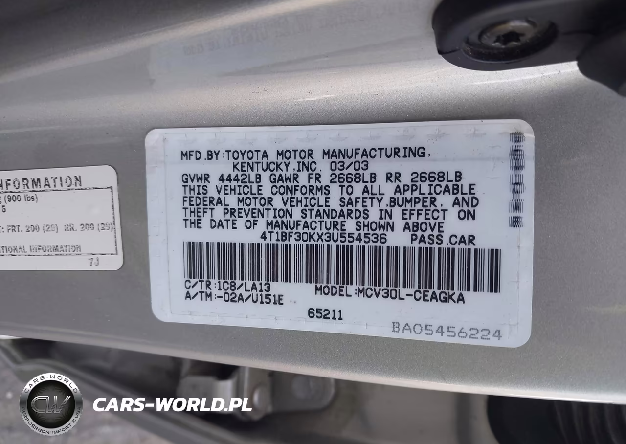 2003 Toyota Camry Xle V6 VIN:4T1BF30KX3U554536 - 9