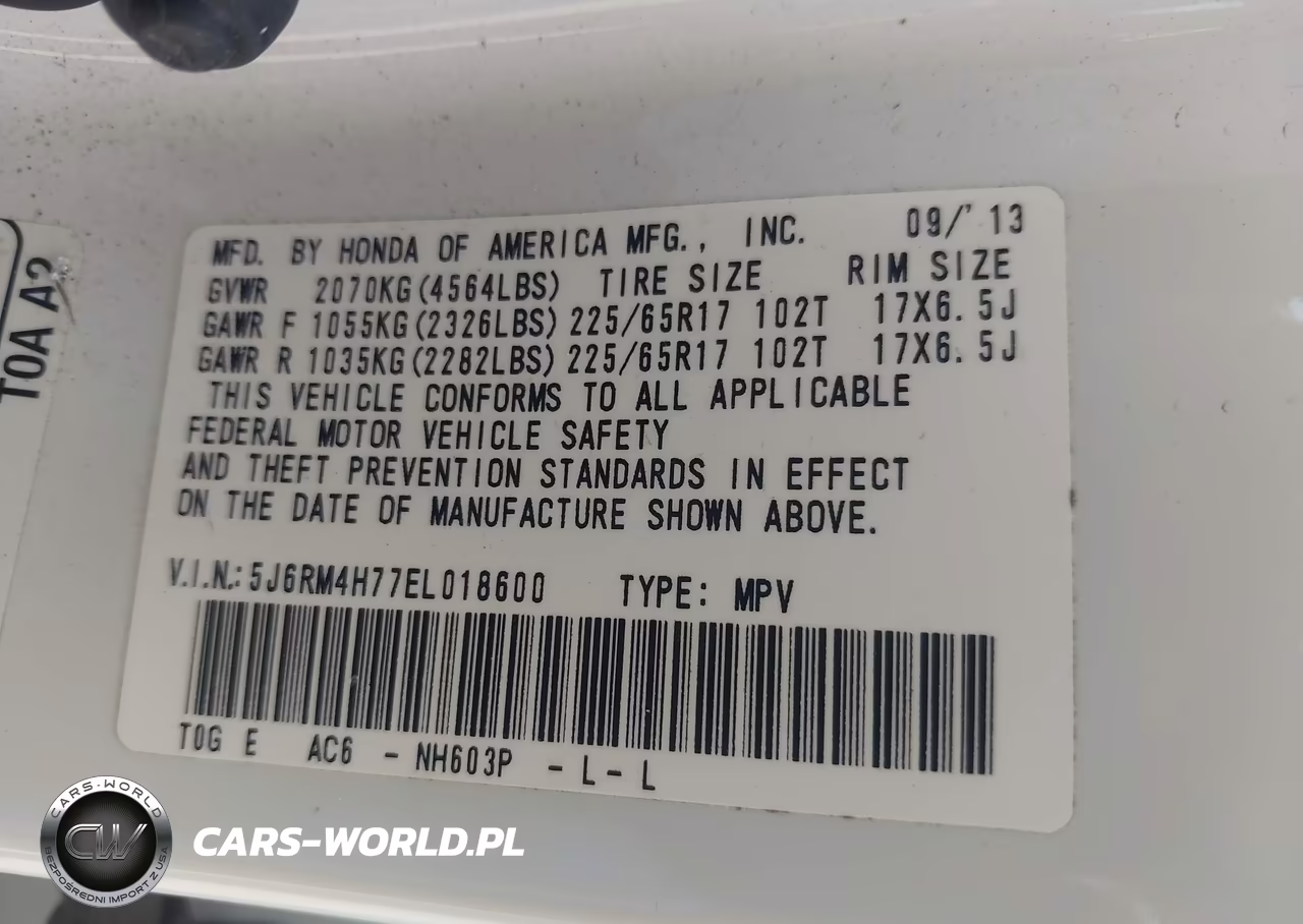 2014 Honda Cr-V Ex-L VIN:5J6RM4H77EL018600 - 9