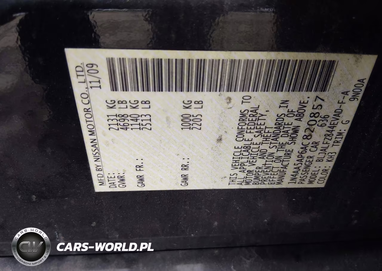 2010 Nissan Maxima 3.5 Sv VIN:1N4AA5AP6AC820857 - 9