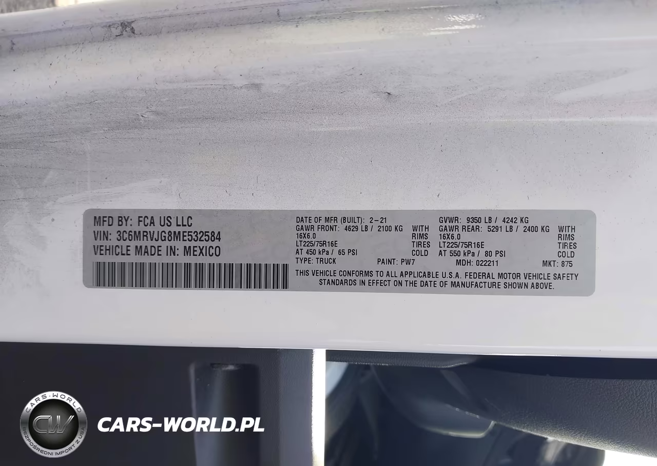2021 Ram Promaster 3500 Cargo Van High Roof 159 Wb Ext VIN:3C6MRVJG8ME532584 - 9