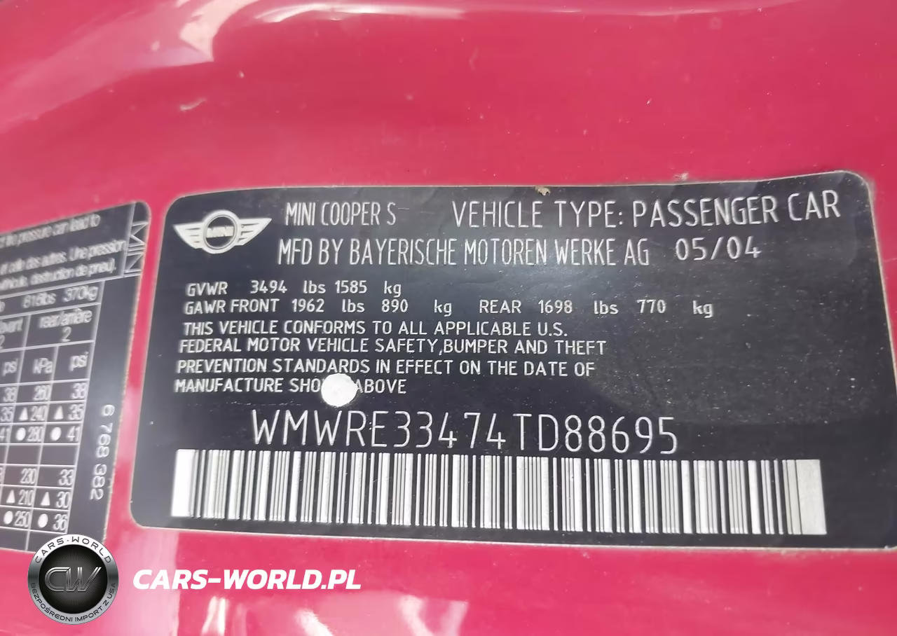2004 Mini Cooper S VIN:WMWRE33474TD88695 - 9
