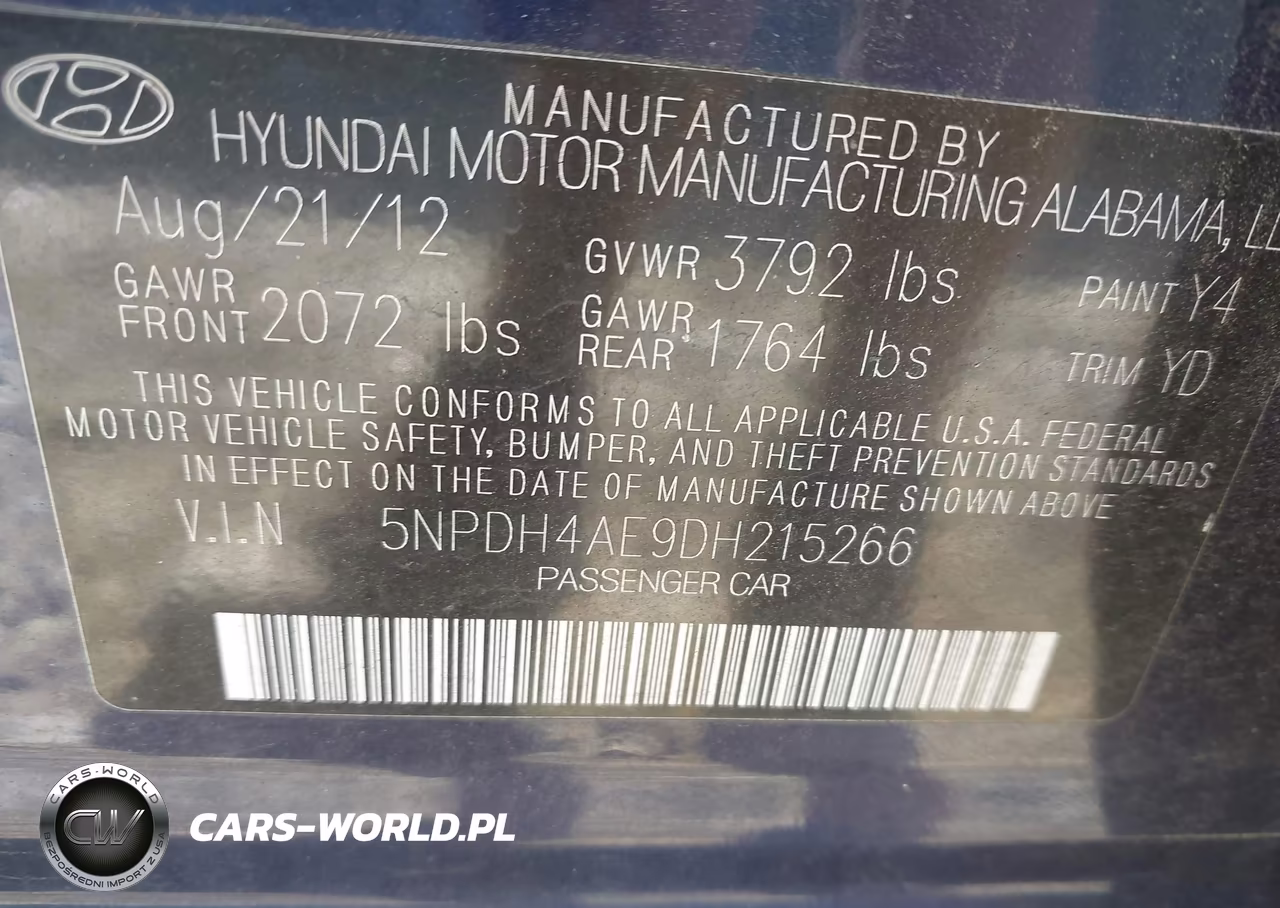 2013 Hyundai Elantra Gls VIN:5NPDH4AE9DH215266 - 9