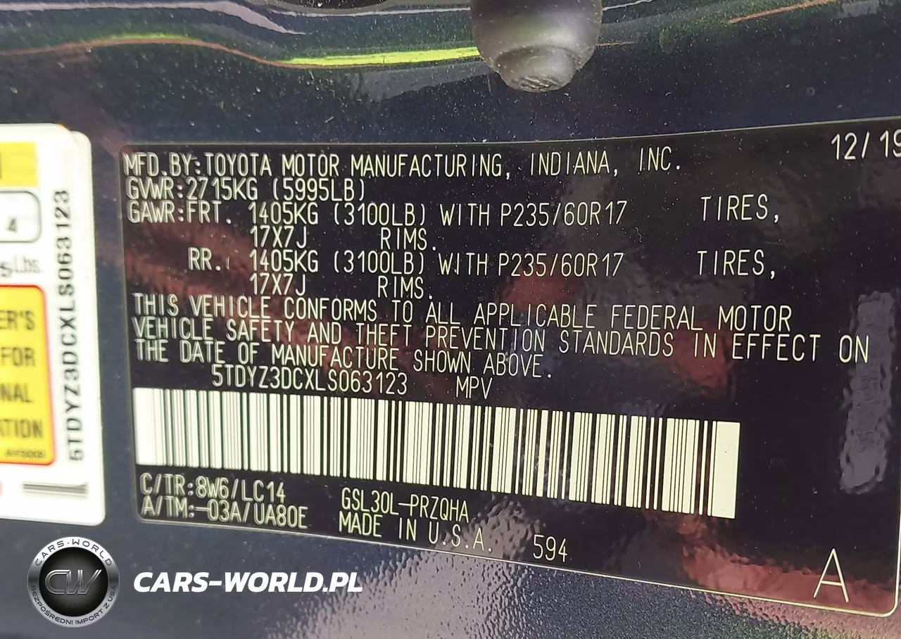 2020 Toyota Sienna Xle Premium VIN:5TDYZ3DCXLS063123 - 9