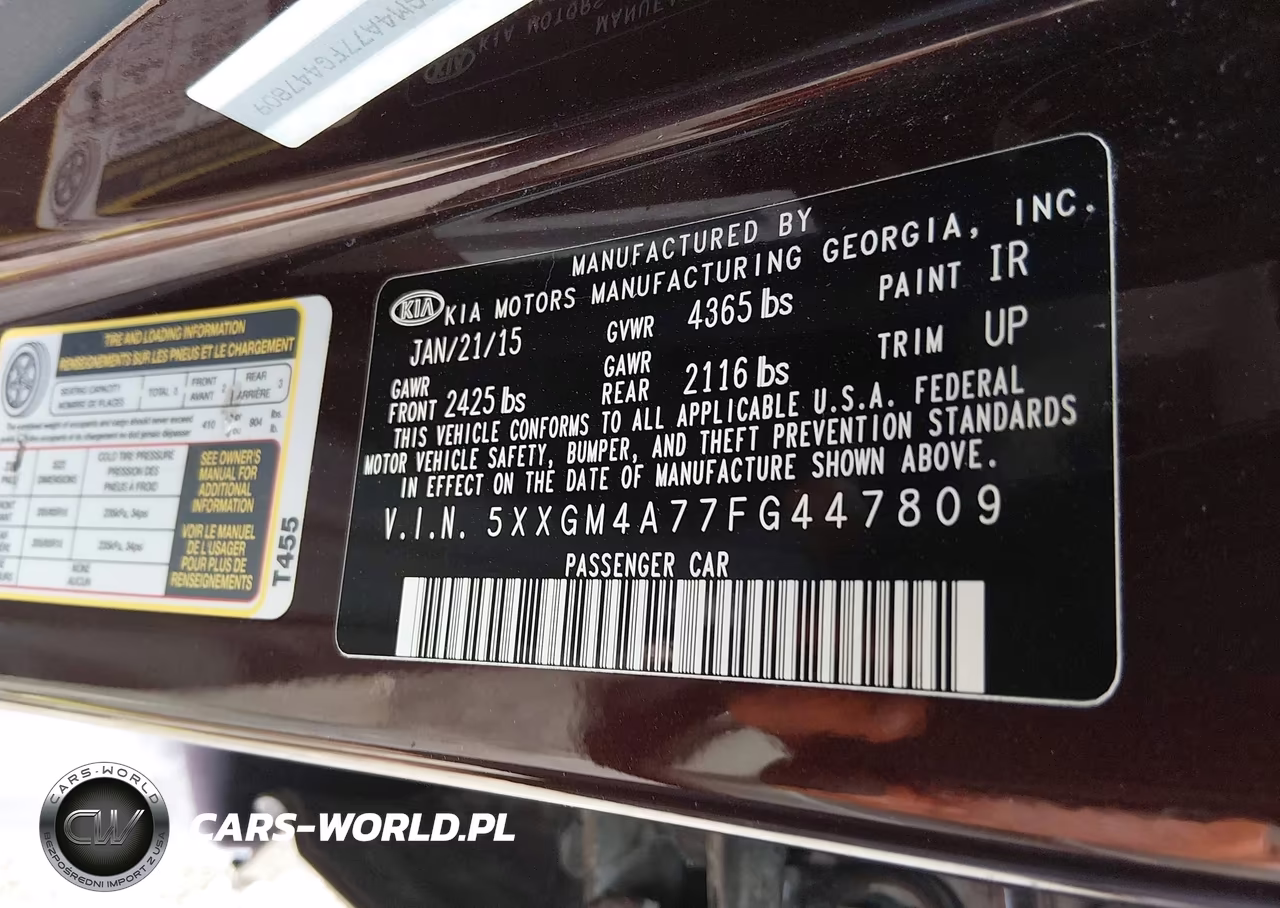 2015 Kia Optima Lx VIN:5XXGM4A77FG447809 - 9