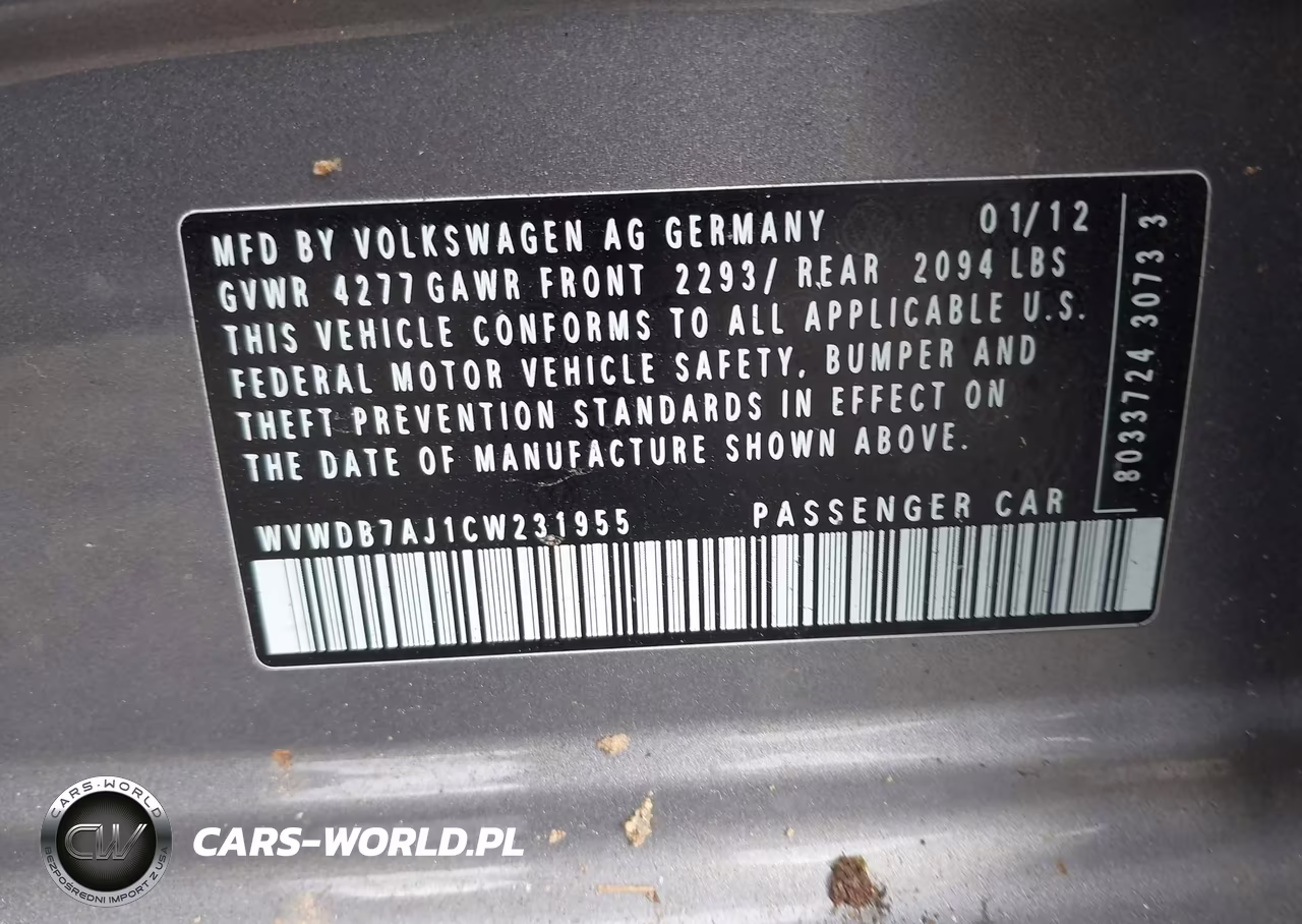 2012 Volkswagen Golf 2.5L 4-Door VIN:WVWDB7AJ1CW231955 - 9