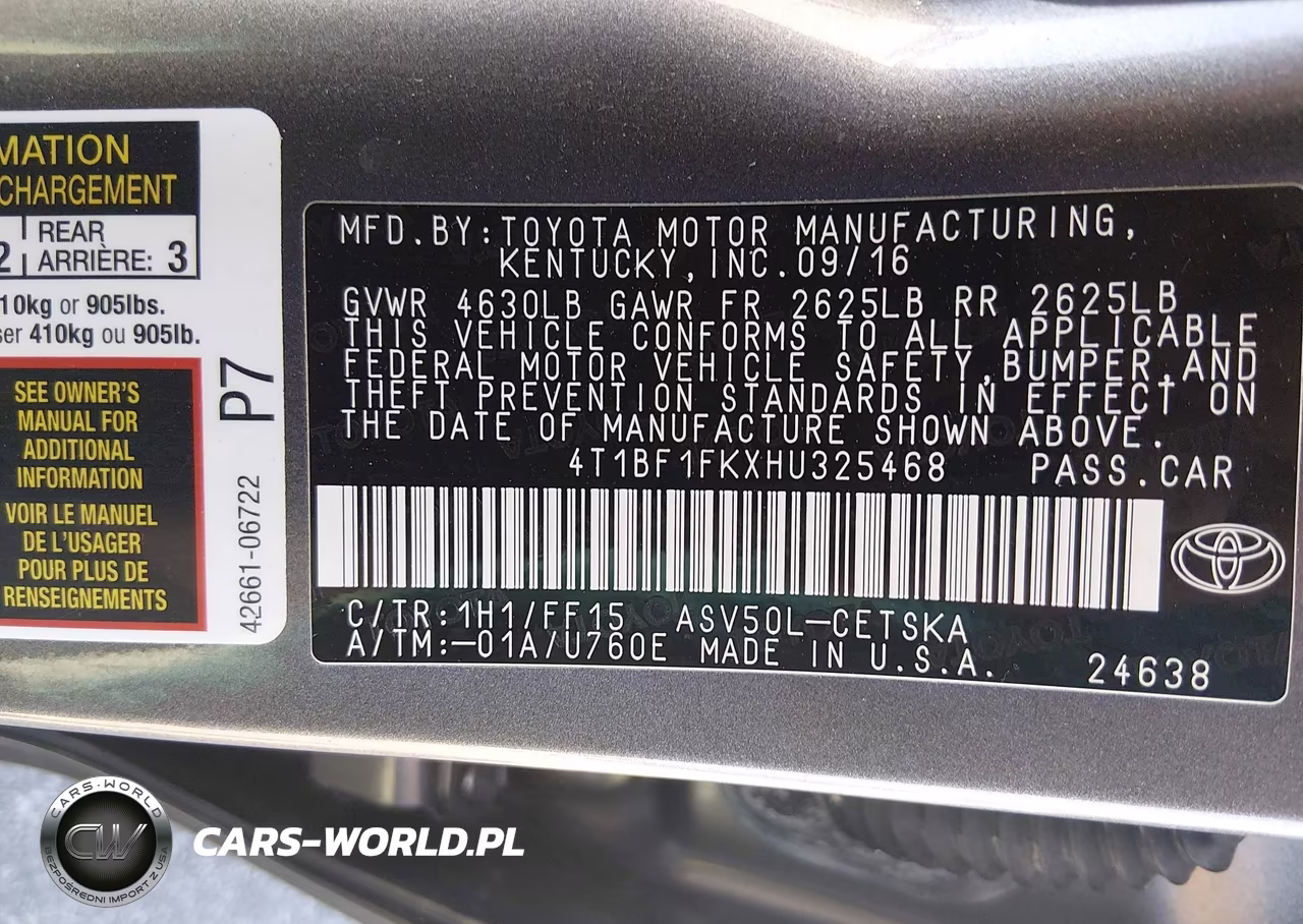 2017 Toyota Camry Se VIN:4T1BF1FKXHU325468 - 9