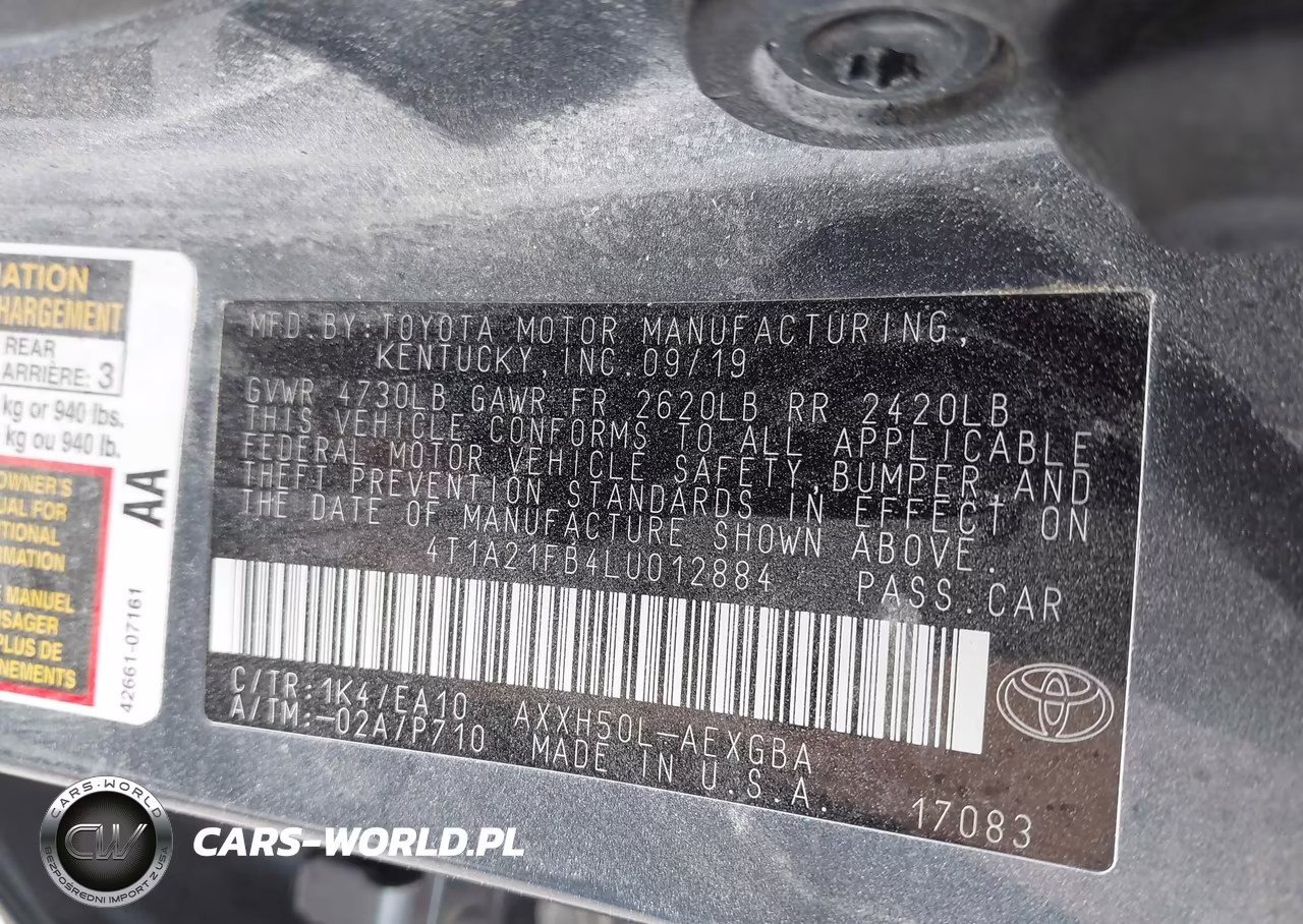 2020 Toyota Avalon Hybrid Xle VIN:4T1A21FB4LU012884 - 9