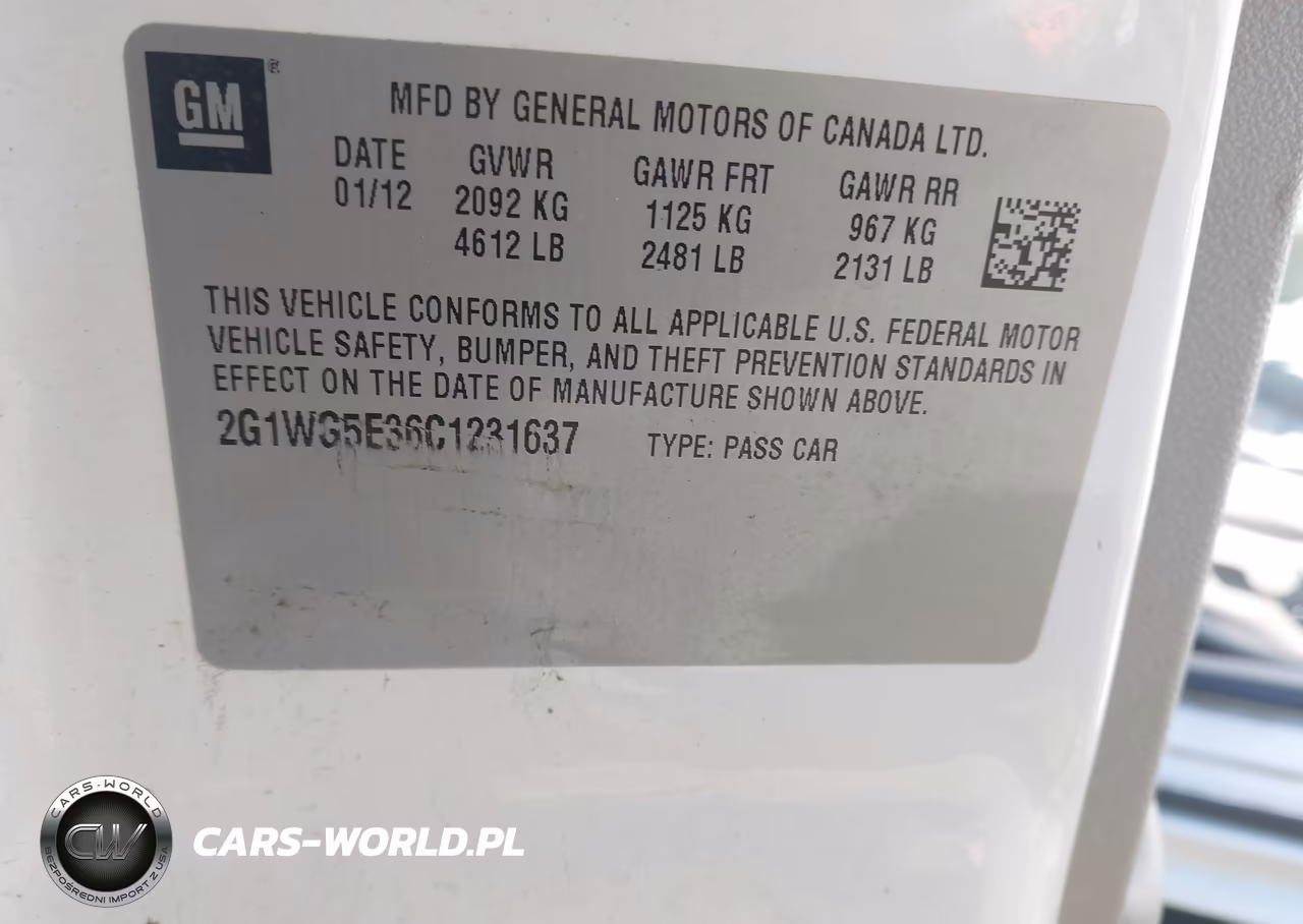 2012 Chevrolet Impala Lt VIN:2G1WG5E36C1231637 - 9