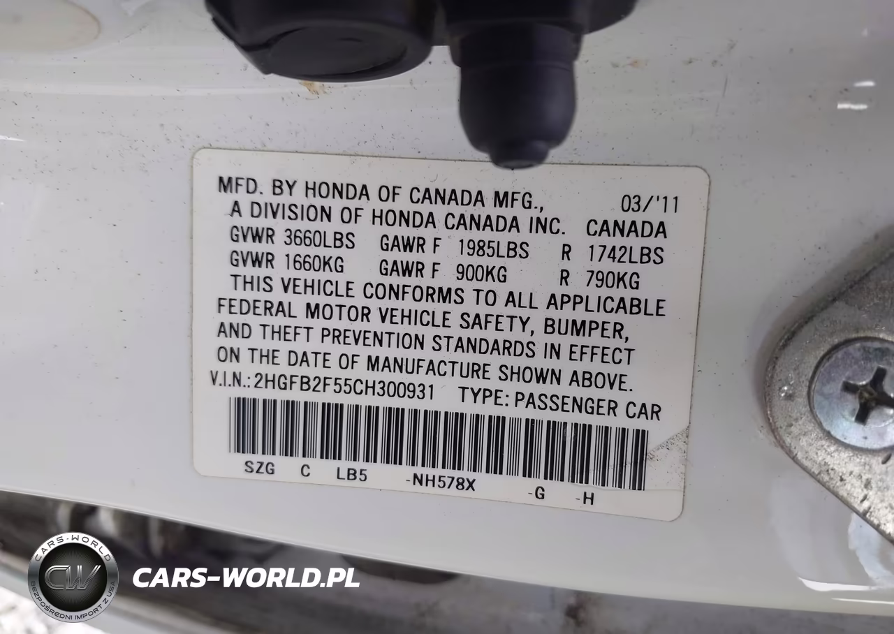 2012 Honda Civic Sdn Lx VIN:2HGFB2F55CH300931 - 9