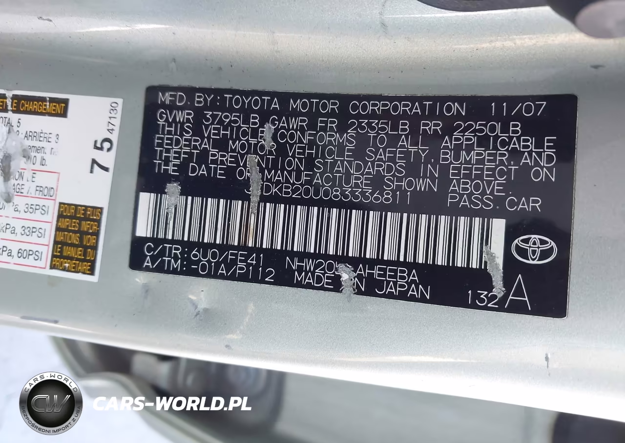 2008 Toyota Prius Base VIN:JTDKB20U083336811 - 9