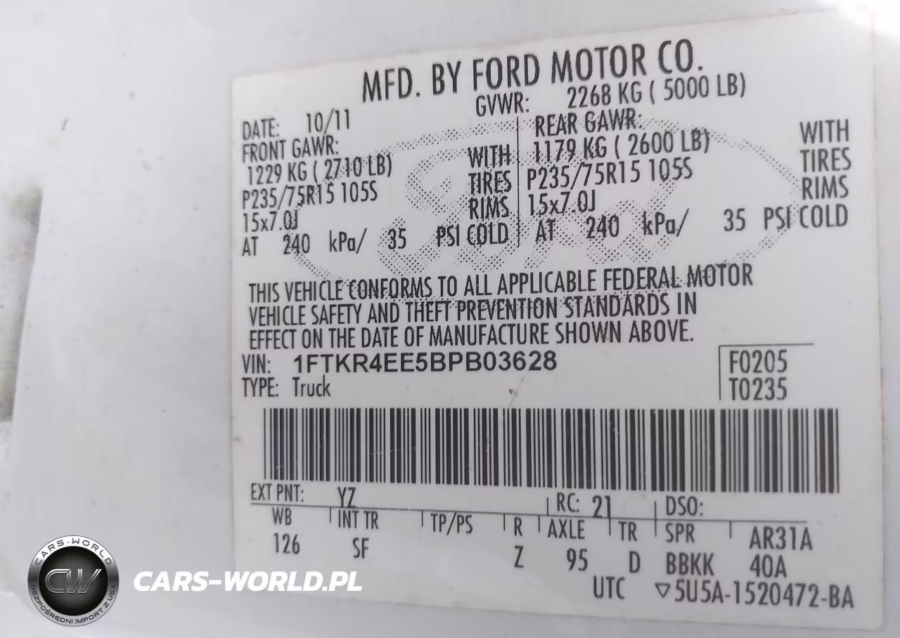 2011 Ford Ranger Sport VIN:1FTKR4EE5BPB03628 - 9
