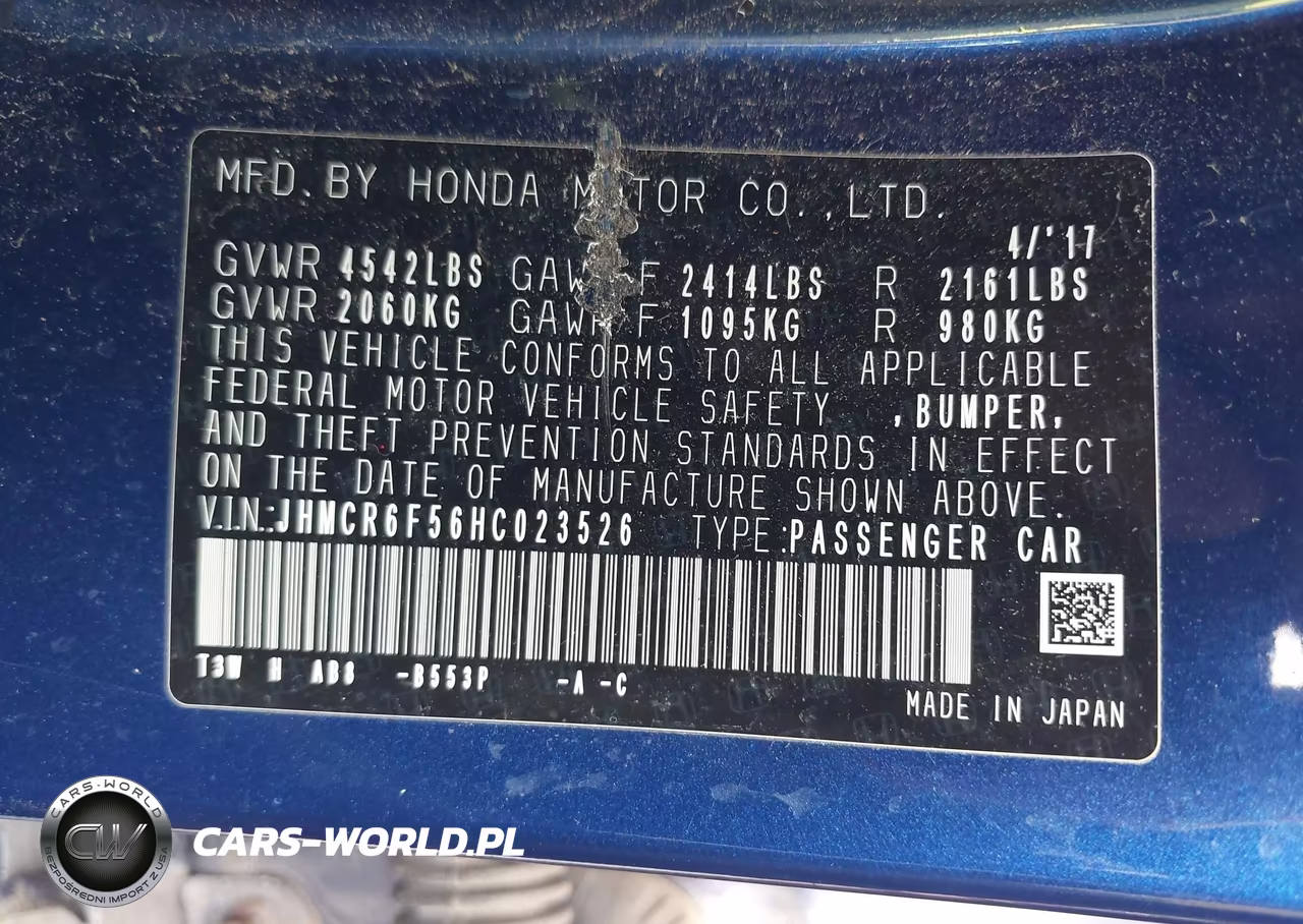 2017 Honda Accord Hybrid Ex-L VIN:JHMCR6F56HC023526 - 9