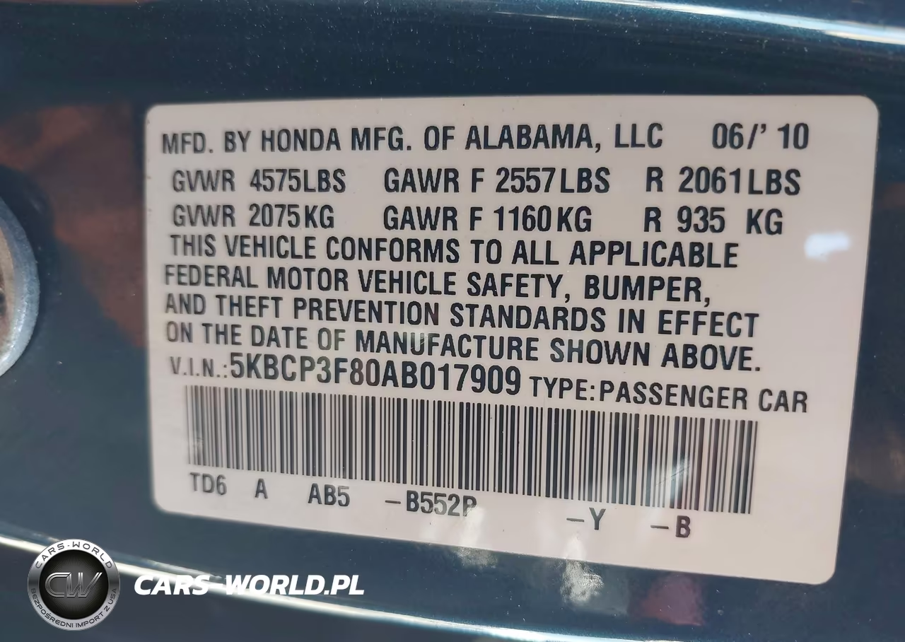 2010 Honda Accord 3.5 Ex-L VIN:5KBCP3F80AB017909 - 9