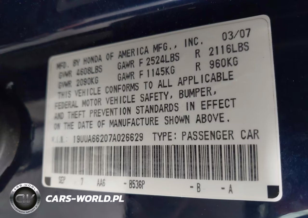 2007 Acura Tl 3.2 VIN:19UUA66207A026629 - 9