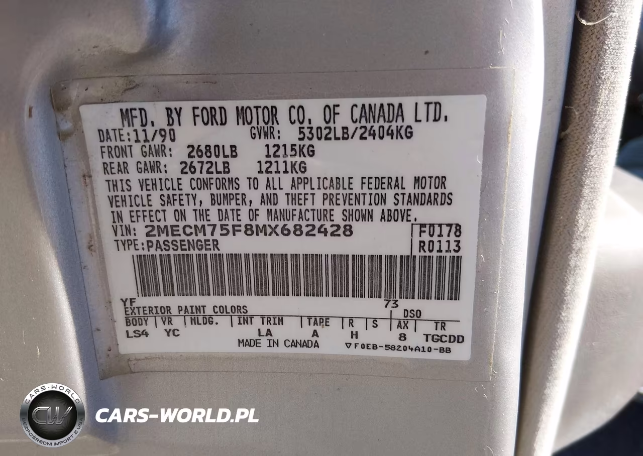 1991 Mercury Grand Marquis Ls VIN:2MECM75F8MX682428 - 9