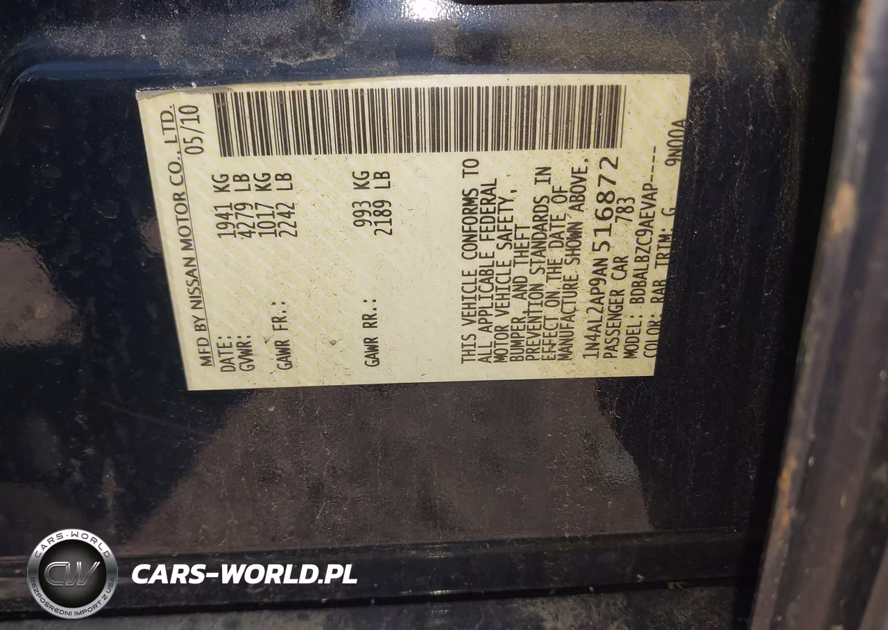 2010 Nissan Altima 2.5 S VIN:1N4AL2AP9AN516872 - 9