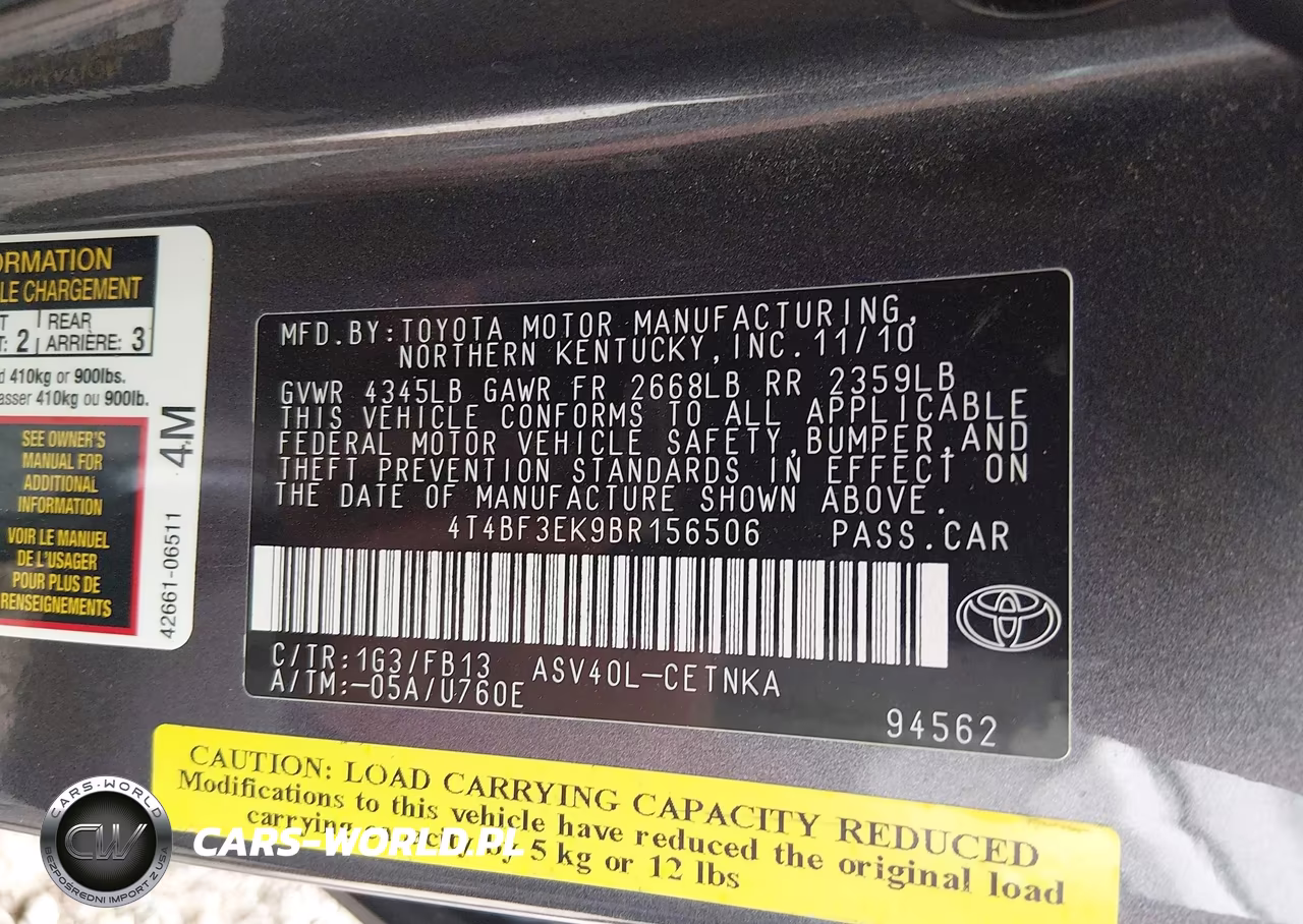 2011 Toyota Camry Le VIN:4T4BF3EK9BR156506 - 9