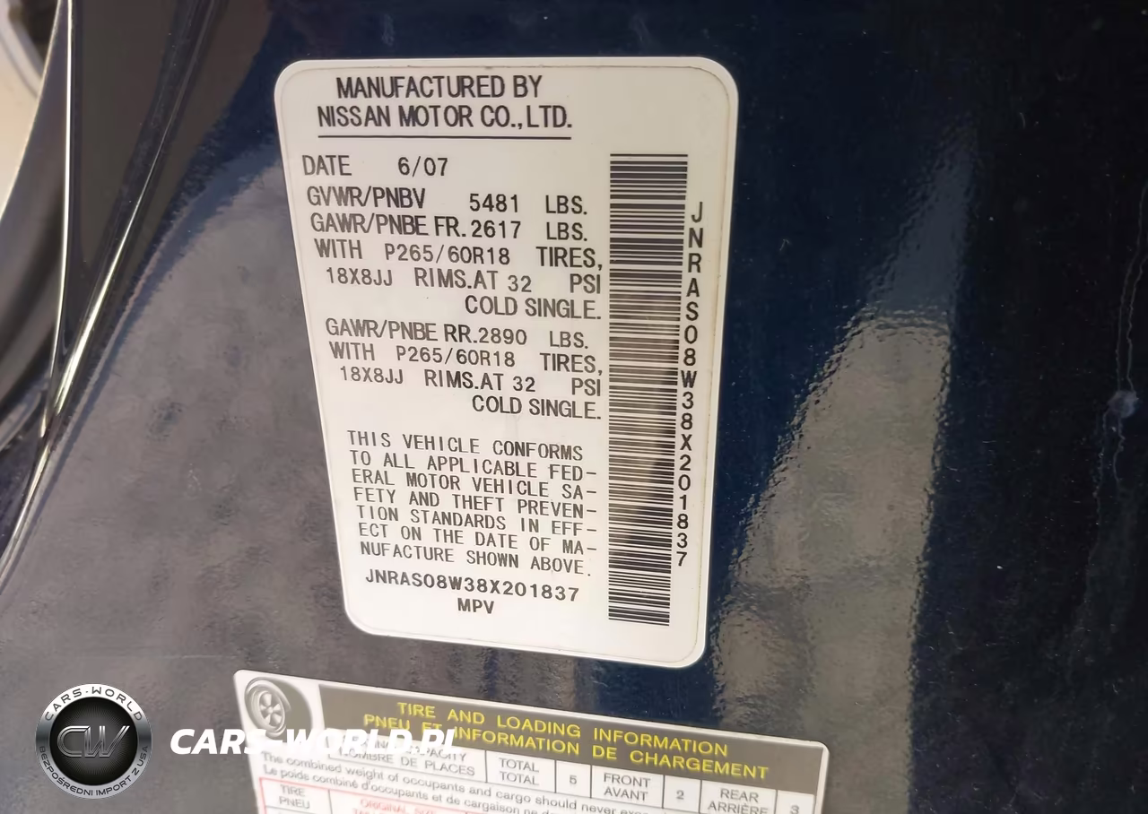 2008 Infiniti Fx35 VIN:JNRAS08W38X201837 - 9
