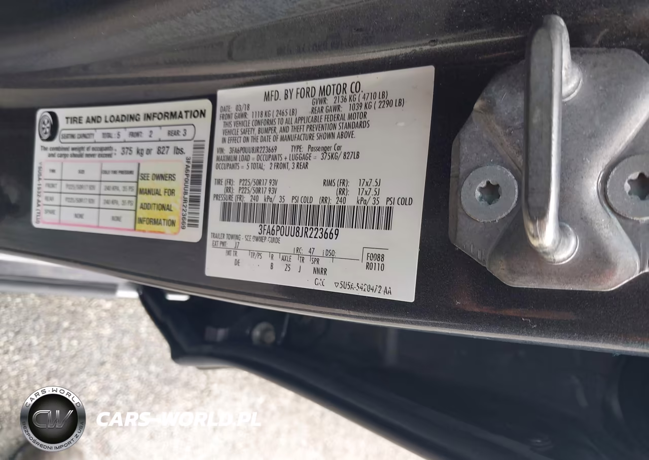 2018 Ford Fusion Hybrid S VIN:3FA6P0UU8JR223669 - 17