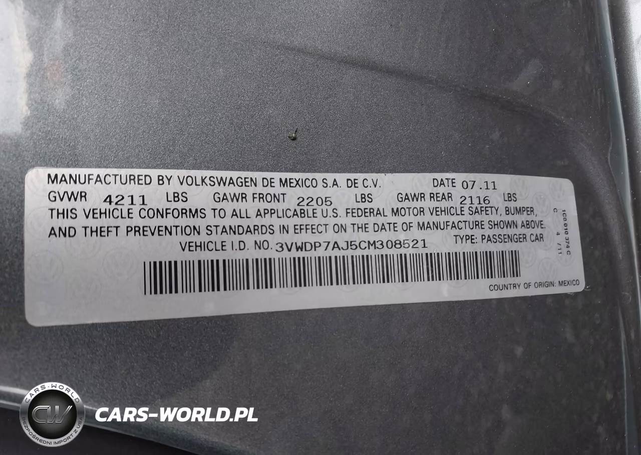 2012 Volkswagen Jetta 2.5L Se VIN:3VWDP7AJ5CM308521 - 9
