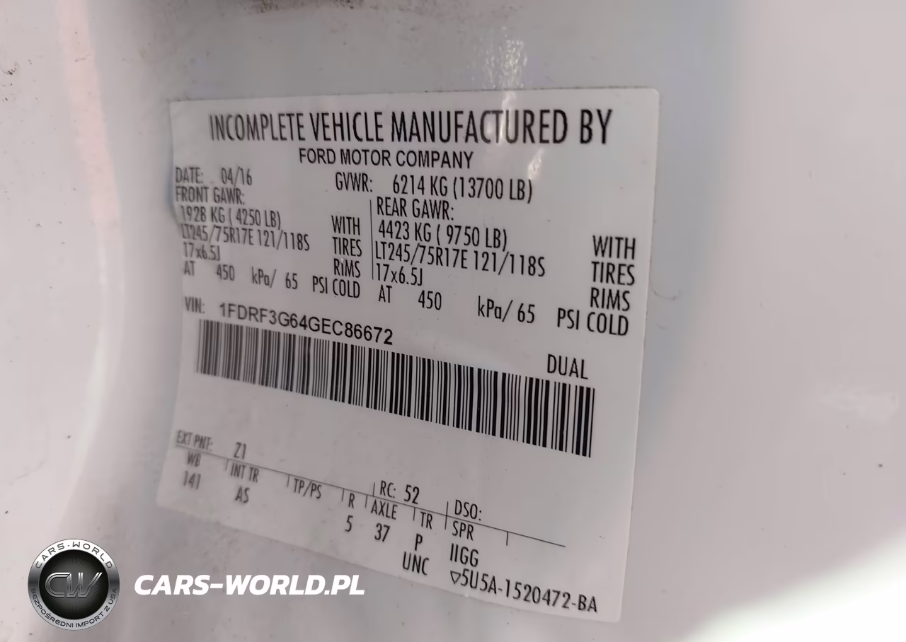 2016 Ford F-350 Chassis Xl VIN:1FDRF3G64GEC86672 - 9