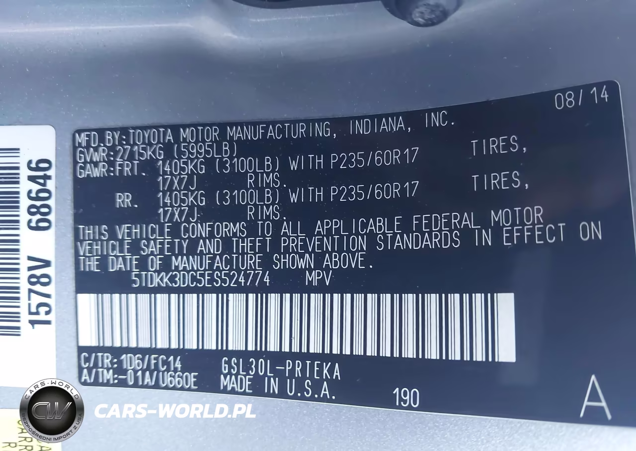 2014 Toyota Sienna Le V6 8 Passenger VIN:5TDKK3DC5ES524774 - 9