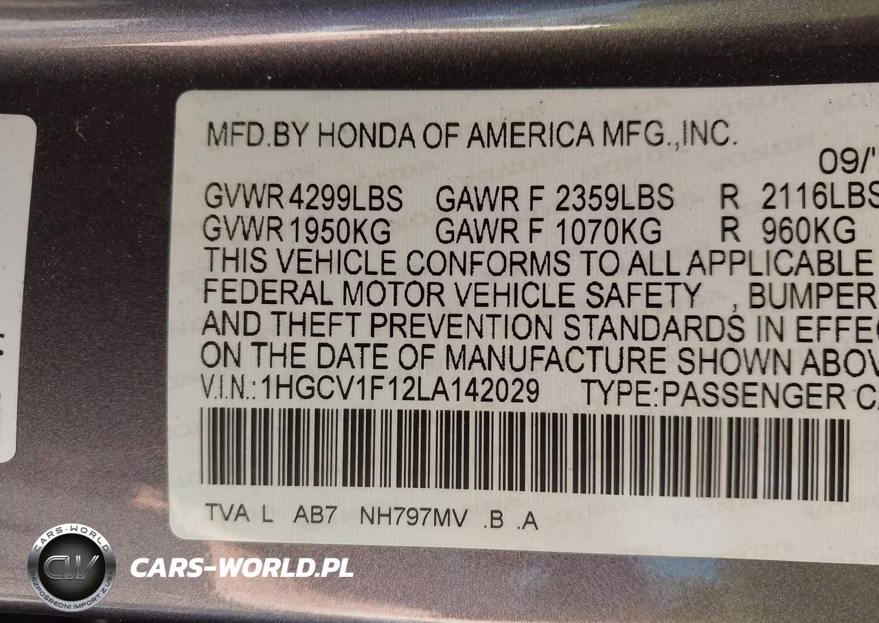 2020 Honda Accord Lx VIN:1HGCV1F12LA142029 - 9