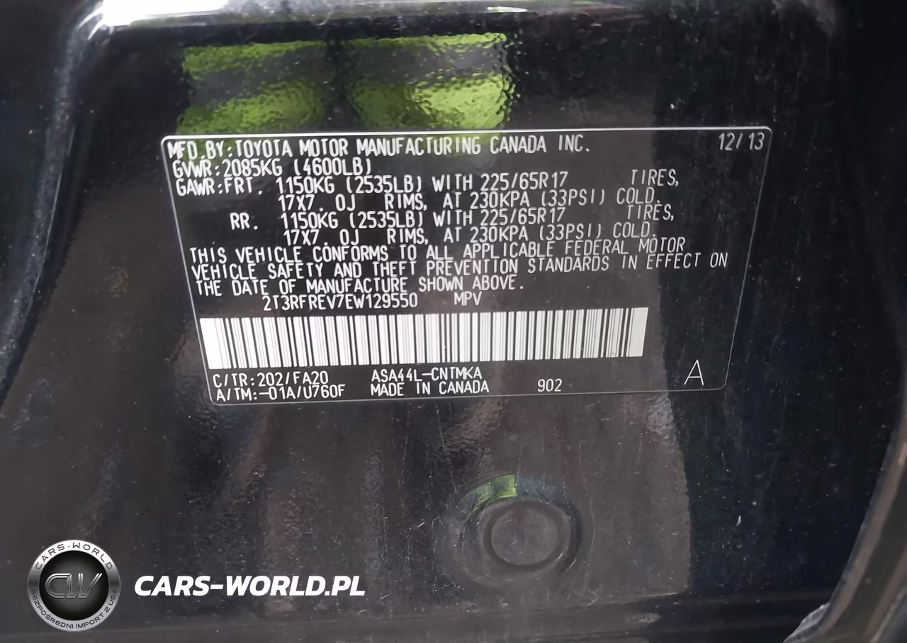 2014 Toyota Rav4 Xle VIN:2T3RFREV7EW129550 - 9