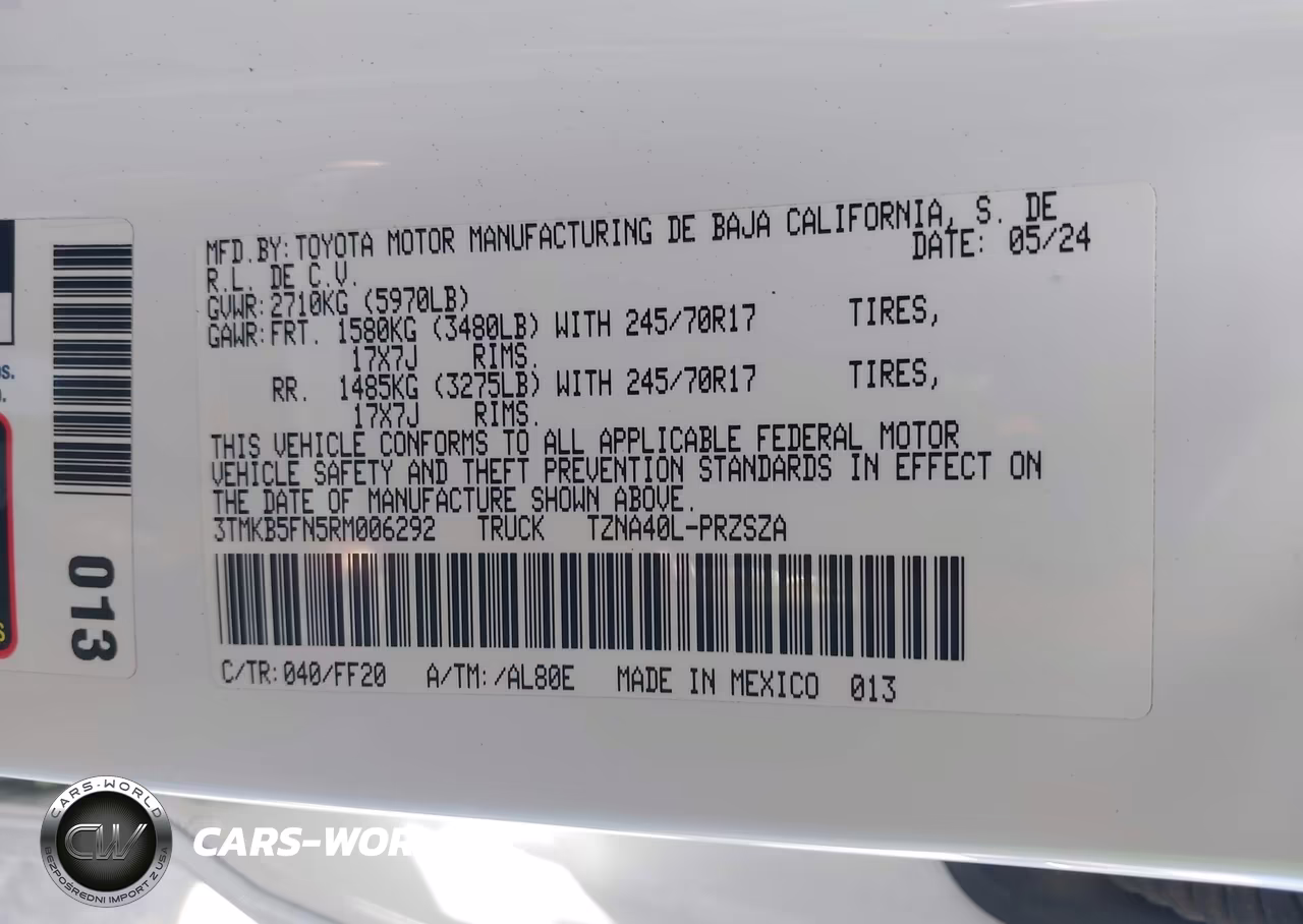 2024 Toyota Tacoma Sr5 VIN:3TMKB5FN5RM006292 - 9