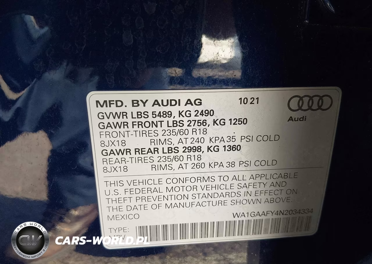 2022 Audi Q5 Premium 45 Tfsi S Line Quattro S Tronic VIN:WA1GAAFY4N2034334 - 9