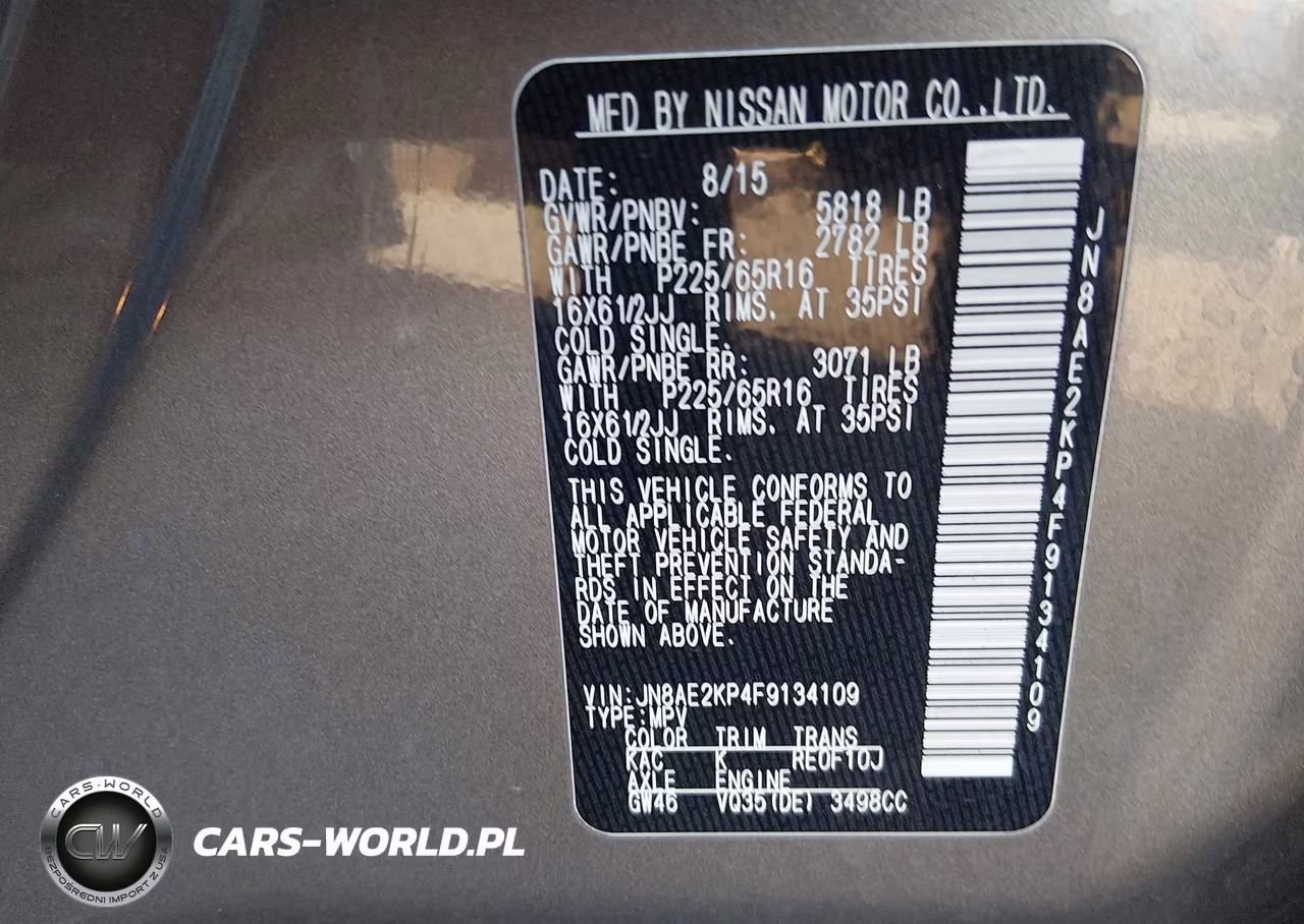 2015 Nissan Quest S VIN:JN8AE2KP4F9134109 - 9