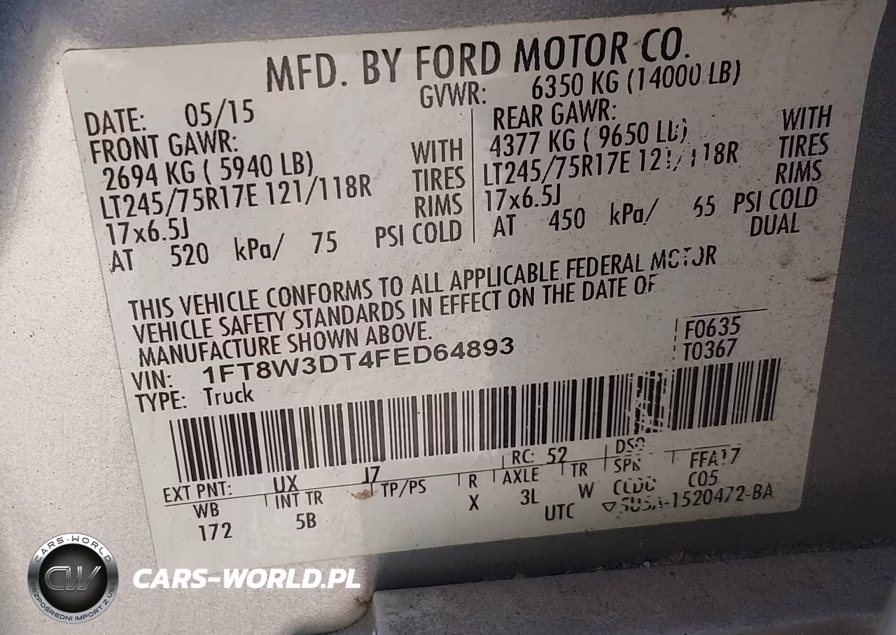 2015 Ford F-350 Lariat VIN:1FT8W3DT4FED64893 - 8