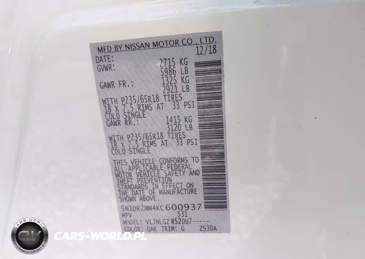 2019 Nissan Pathfinder Sl VIN:5N1DR2MM4KC600937 - 9