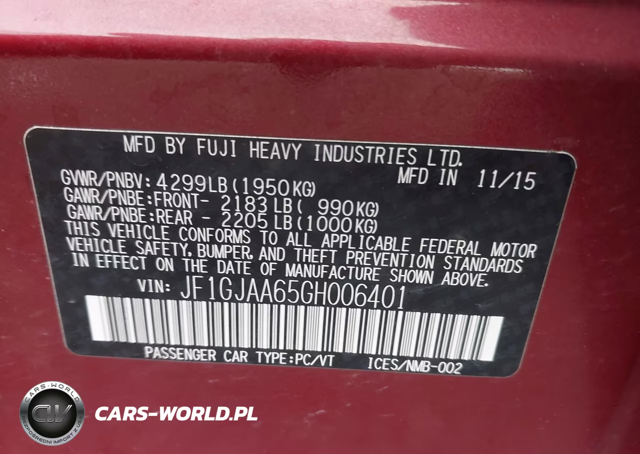 2016 Subaru Impreza 2.0I VIN:JF1GJAA65GH006401 - 9