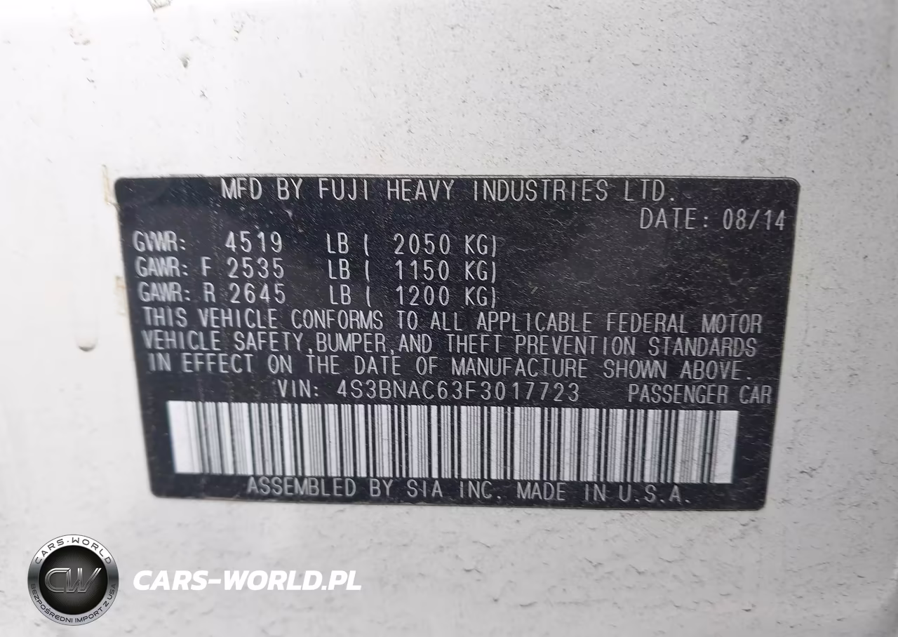 2015 Subaru Legacy 2.5I Premium VIN:4S3BNAC63F3017723 - 9
