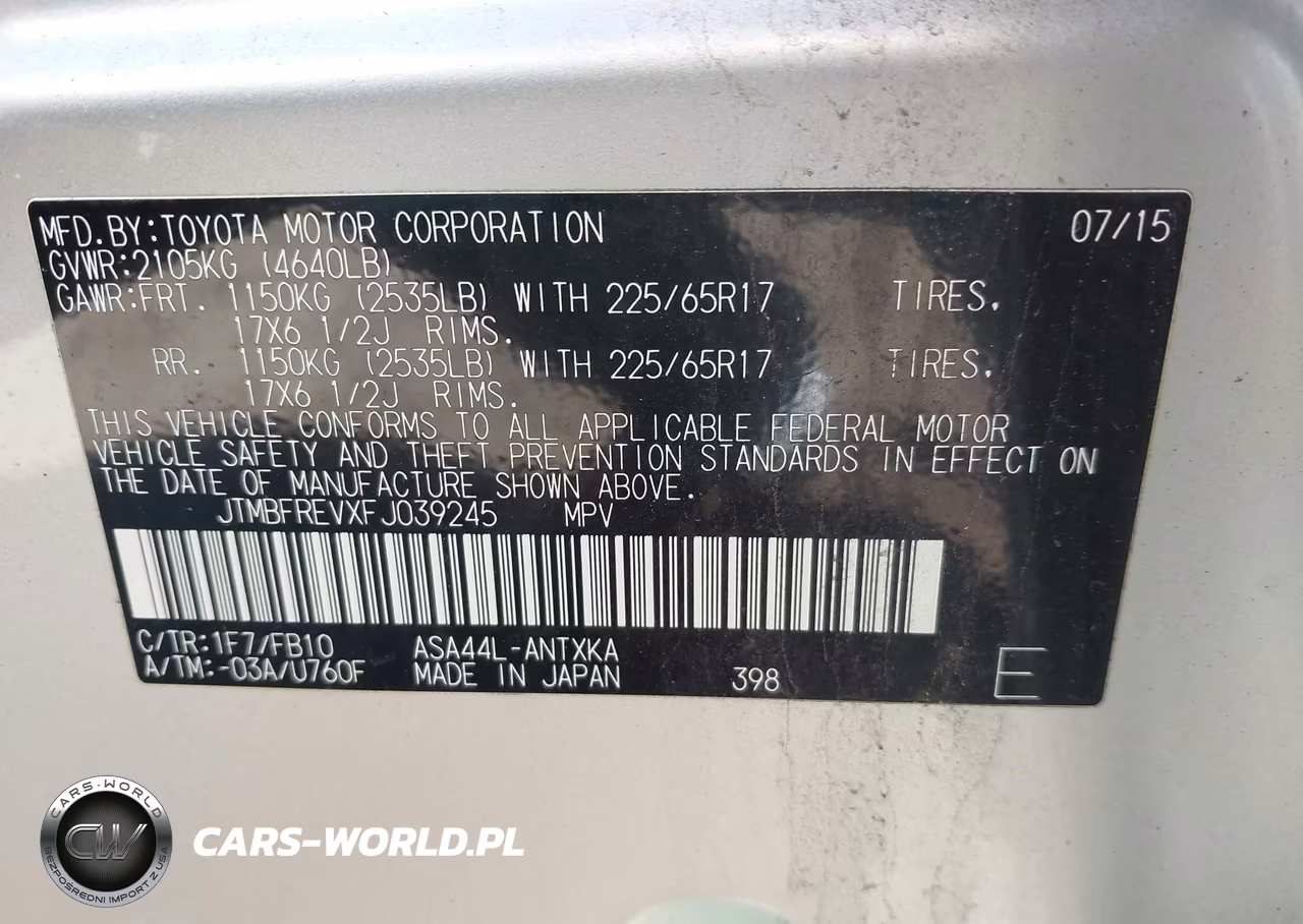 2015 Toyota Rav4 Le VIN:JTMBFREVXFJ039245 - 9
