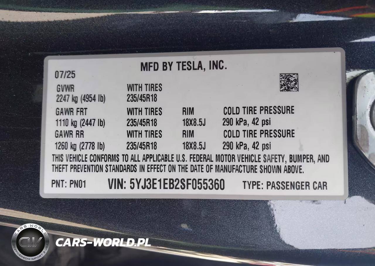 2025 Tesla Model 3 Long Range All-Wheel Drive VIN:5YJ3E1EB2SF055360 - 9