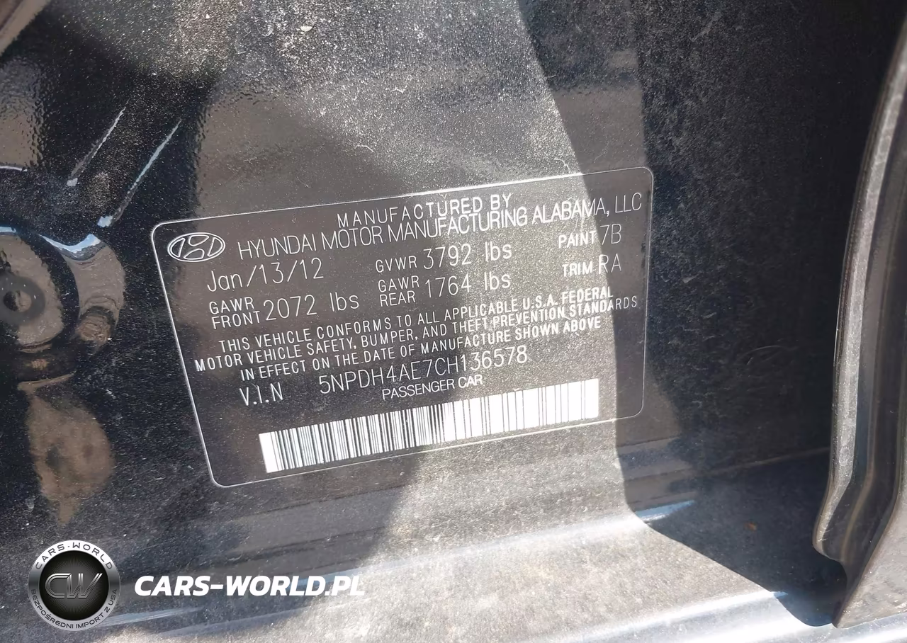 2012 Hyundai Elantra Gls VIN:5NPDH4AE7CH136578 - 9