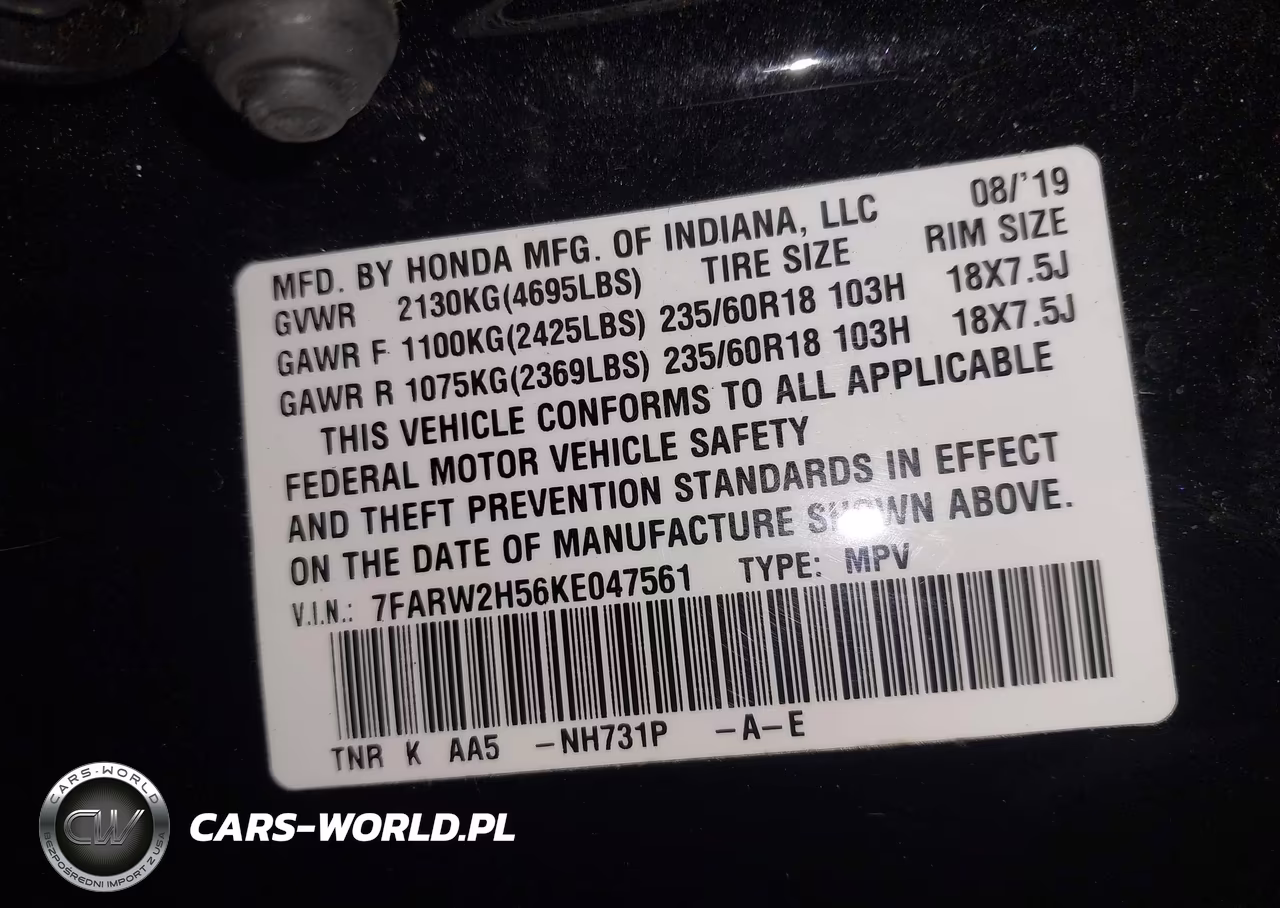 2019 Honda Cr-V Ex VIN:7FARW2H56KE047561 - 9