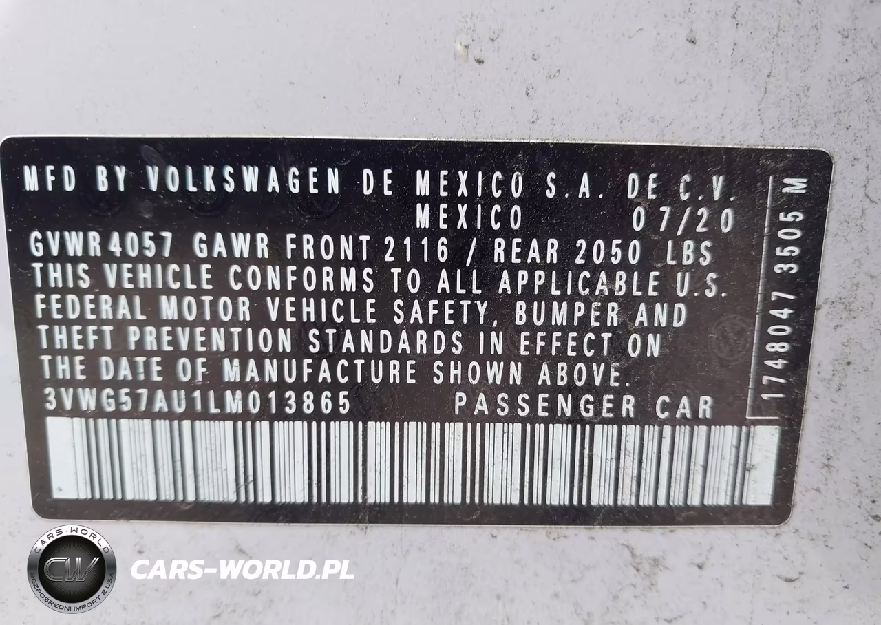 2020 Volkswagen Golf 1.4T Tsi VIN:3VWG57AU1LM013865 - 9