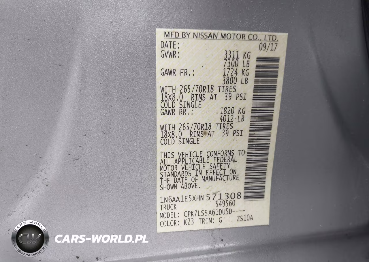 2017 Nissan Titan Sv VIN:1N6AA1E5XHN571308 - 9