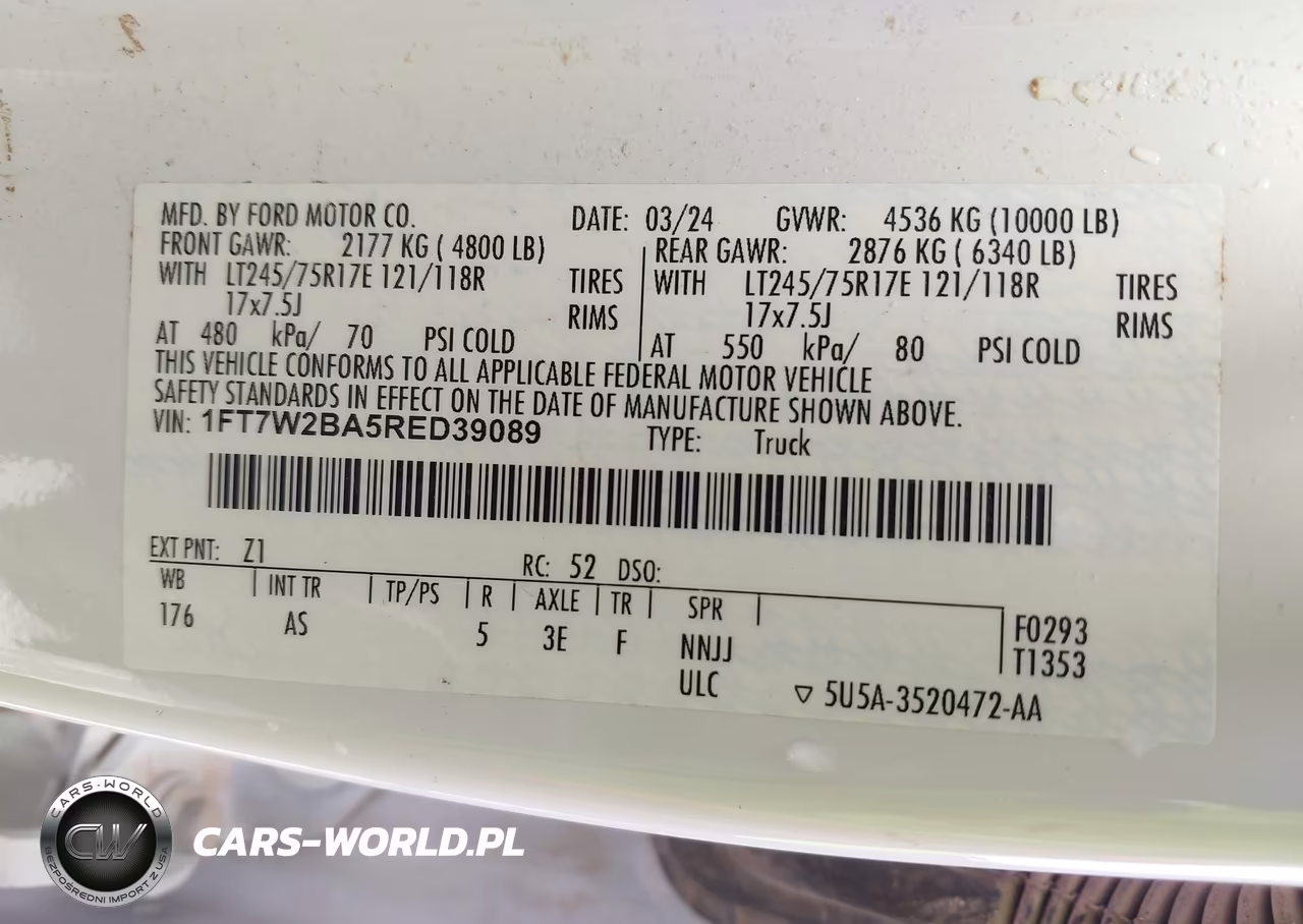 2024 Ford F-250 Xl VIN:1FT7W2BA5RED39089 - 9