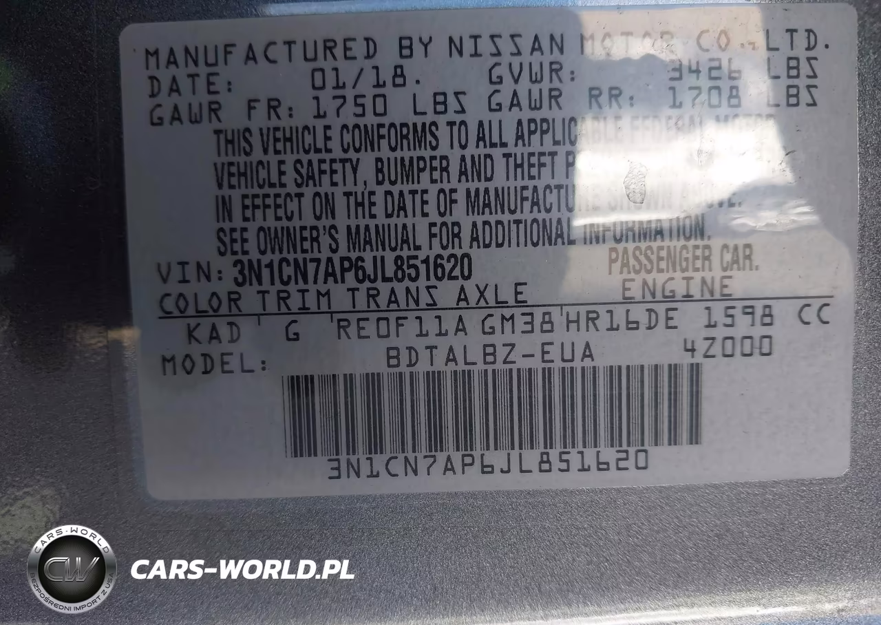 2018 Nissan Versa 1.6 Sv VIN:3N1CN7AP6JL851620 - 9