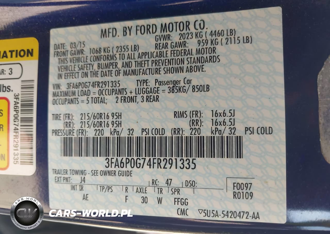 2015 Ford Fusion S VIN:3FA6P0G74FR291335 - 9